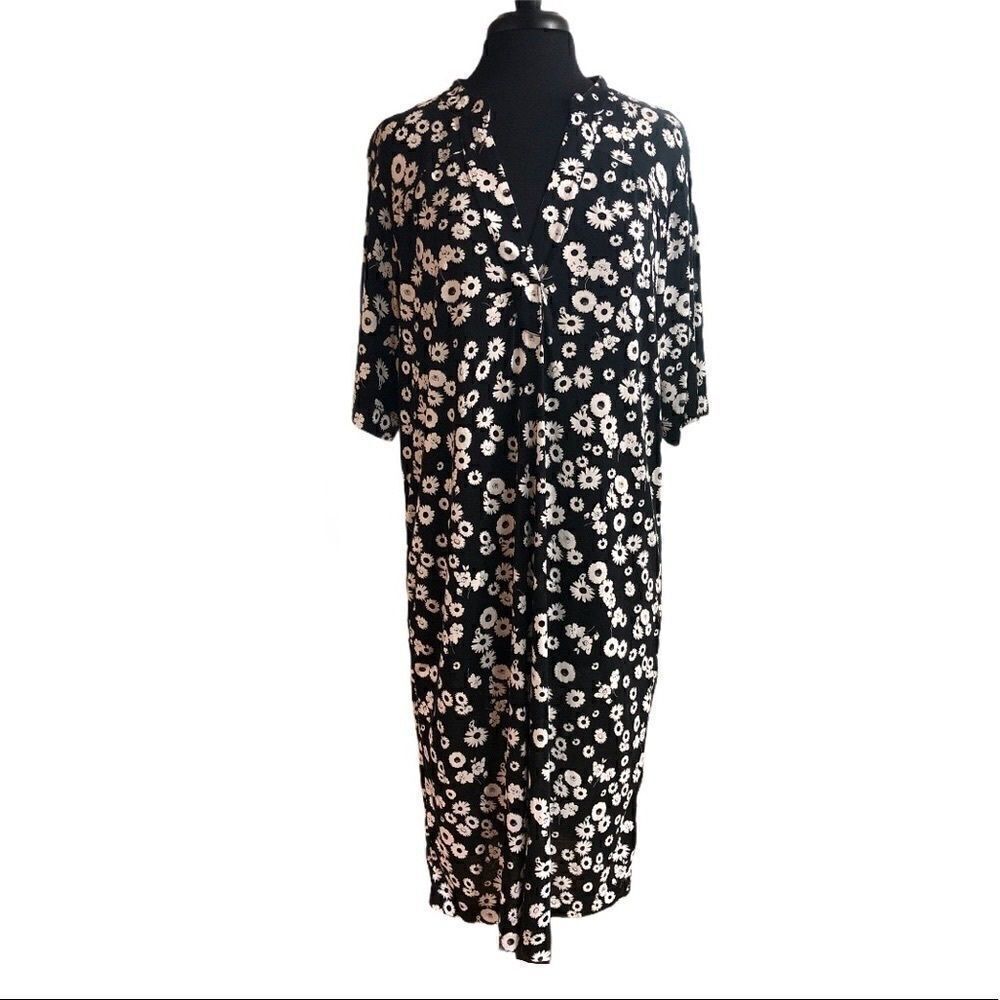 𝅺grayson Black And White Daisy Print Midi Dress Sz 1X